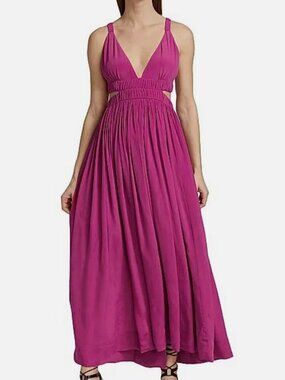 Magali Pascal Women Purple Jillian Back Cutout Maxi Dress Size L